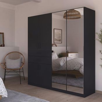 Maika Metallic Dark Grey 181cm 6 Door Combi H197cm Wardrobe