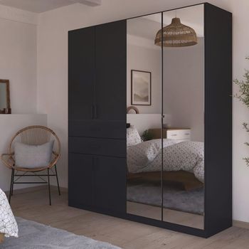 Maika Metallic Dark Grey 181cm 6 Door Combi H210cm Wardrobe