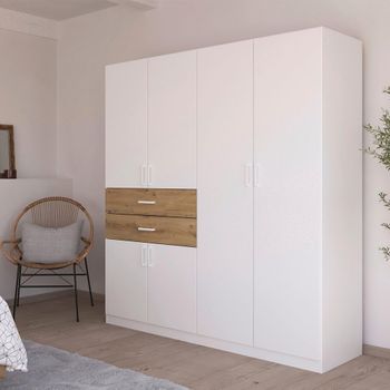 Maika Alpine White and Artisan Oak 181cm 6 Door H197cm Wardrobe
