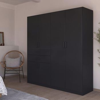 Maika Metallic Dark Grey 181cm 6 Door H197cm Wardrobe