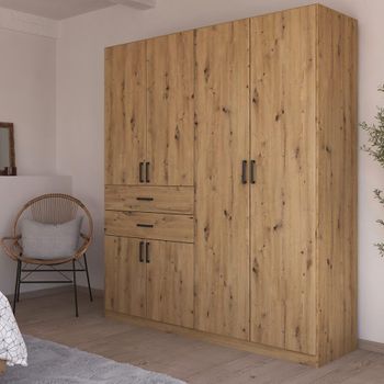 Maika Artisan Oak 181cm 6 Door H210cm Wardrobe