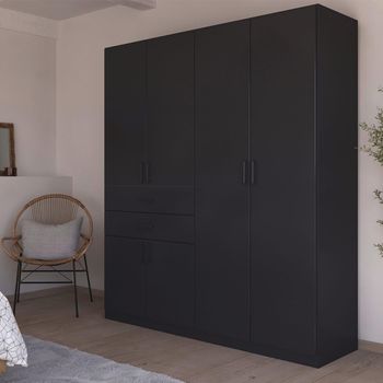Maika Metallic Dark Grey 181cm 6 Door H210cm Wardrobe