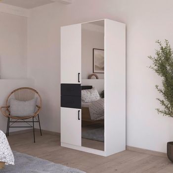 Maika Alpine White and Metallic Dark Grey 91cm 3 Door Combi H197cm Wardrobe
