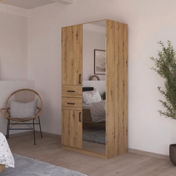 Maika Artisan Oak 91cm 3 Door Combi H197cm Wardrobe