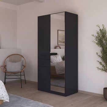 Maika Metallic Dark Grey 91cm 3 Door Combi H197cm Wardrobe