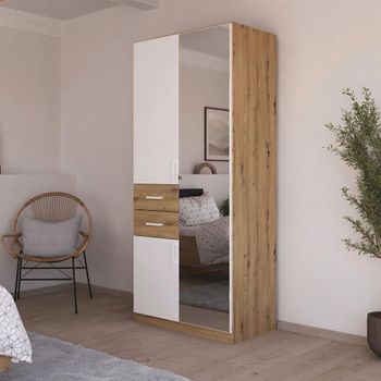 Maika Artisan Oak and Alpine White 91cm 3 Door Combi H210cm Wardrobe