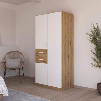 Maika Artisan Oak and Alpine White 91cm 3 Door H197cm Wardrobe