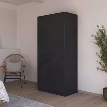 Maika Metallic Dark Grey 91cm 3 Door H197cm Wardrobe
