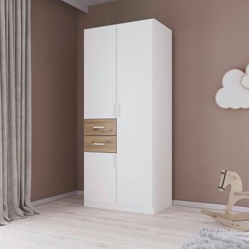 Maika Alpine White and Artisan Oak 91cm 3 Door H210cm Wardrobe