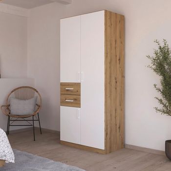 Maika Artisan Oak and Alpine White 91cm 3 Door H210cm Wardrobe