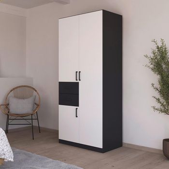 Maika Metallic Dark Grey and Alpine White 91cm 3 Door H210cm Wardrobe