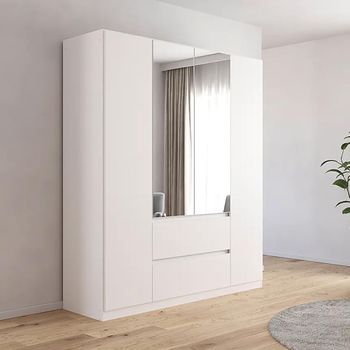 Mainz Alpine White 181cm 4 Door Combi Wardrobe