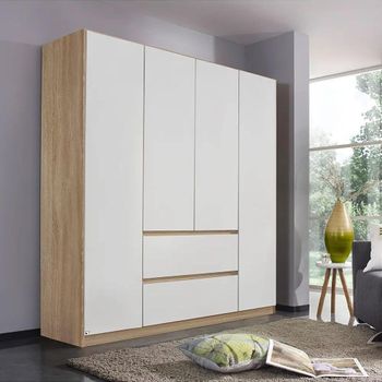 Mainz Sonoma Oak and Alpine White 181cm 4 Door 2 Drawer Wardrobe