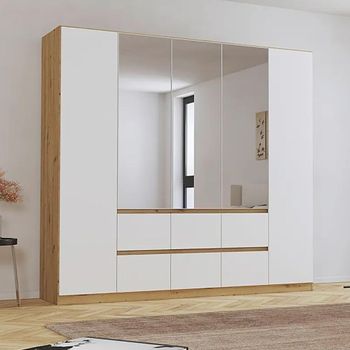 Mainz Artisan Oak and Alpine White 226cm 5 Door Combi Wardrobe