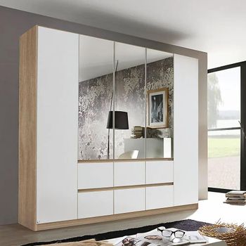 Mainz Sonoma Oak and Alpine White 226cm 5 Door Combi Wardrobe
