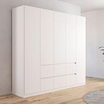 Mainz Alpine White 226cm 5 Door 6 Drawer Wardrobe