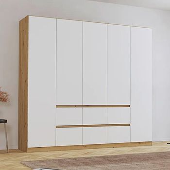 Mainz Artisan Oak and Alpine White 226cm 5 Door 6 Drawer Wardrobe