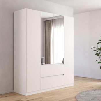 Mainz Plus Alpine White and White High Gloss 181cm 4 Door Combi Wardrobe