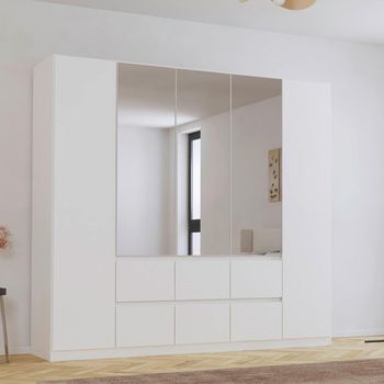 Mainz Plus Alpine White and White High Gloss 226cm 5 Door Combi Wardrobe