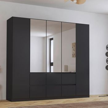 Mainz Plus Metallic Dark Grey and Grey High Gloss 226cm 5 Door Combi Wardrobe