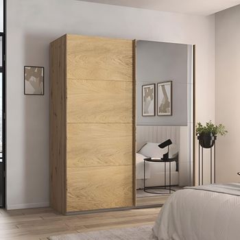 Malva Sliding Mirror Artisan Oak 181cm 2 Door Wardrobe