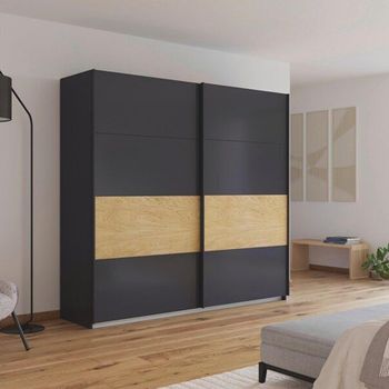 Malva Metallic Dark Grey 226cm 2 Door Sliding Wardrobe