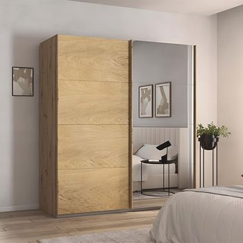 Malva Sliding Mirror Artisan Oak 226cm 2 Door Wardrobe