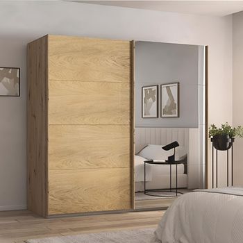 Malva Sliding Mirror Artisan Oak 271cm 2 Door Wardrobe