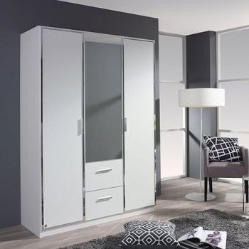 Marl Alpine White 136cm 3 Door Combi Wardrobe