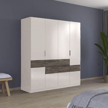 Mats Champagne and Atlantic Dark Oak 181cm 5 Door Wardrobe with Drawer