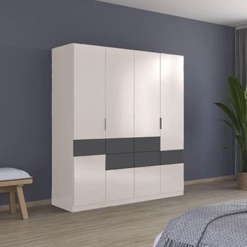 Mats Champagne and Metallic Dark Grey 181cm 5 Door Wardrobe with Drawer