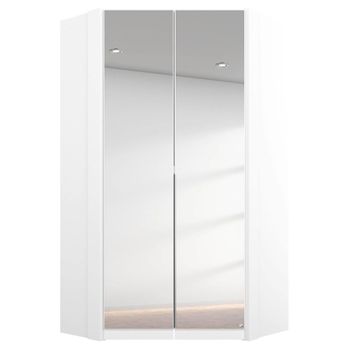 Memphis Alpine White 119cm 2 Door Corner Mirror Wardrobe
