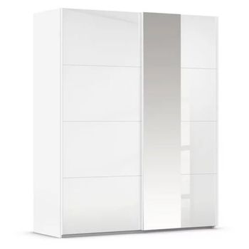 Miramar Type-1 Alpine White and Crystal White Glass 181cm 2 Door Mirror Sliding Wardrobe