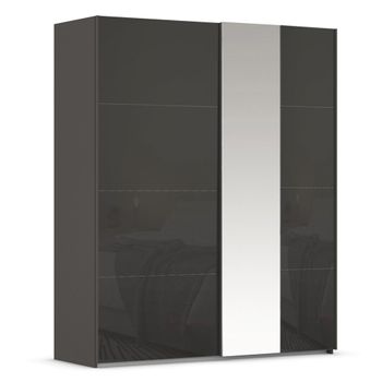 Miramar Type-1 Graphite and Basalt Glass 181cm 2 Door Mirror Sliding Wardrobe