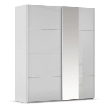 Miramar Type-1 Silk Grey and Silk Grey Glass 181cm 2 Door Mirror Sliding Wardrobe