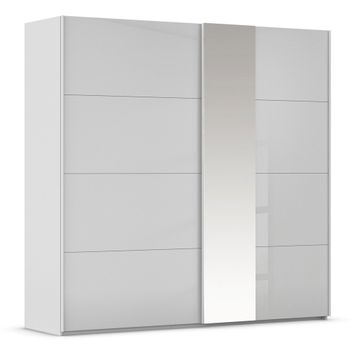 Miramar Type-1 Silk Grey and Silk Grey Glass 226cm 2 Door Mirror Sliding Wardrobe