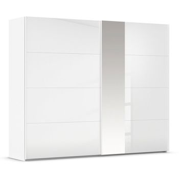 Miramar Type-1 Alpine White and Crystal White Glass 271cm 2 Door Mirror Sliding Wardrobe