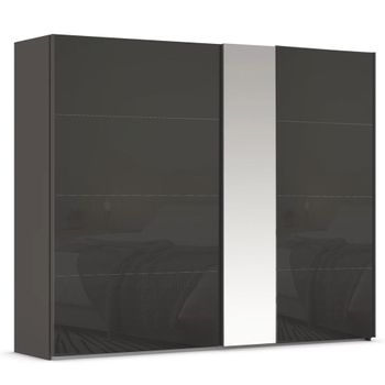 Miramar Type-1 Graphite and Basalt Glass 271cm 2 Door Mirror Sliding Wardrobe
