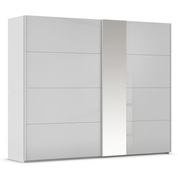 Miramar Type-1 Silk Grey and Silk Grey Glass 271cm 2 Door Mirror Sliding Wardrobe