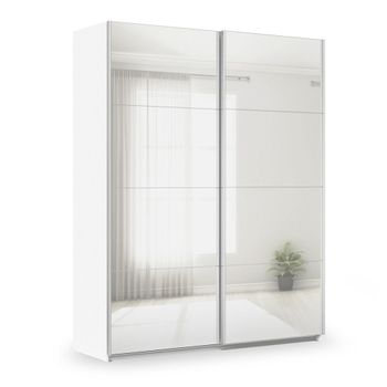 Miramar Type-3 Alpine White Fully Mirrored 181cm 2 Door Sliding Wardrobe