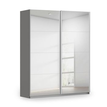 Miramar Type-3 Graphite Fully Mirrored 181cm 2 Door Sliding Wardrobe