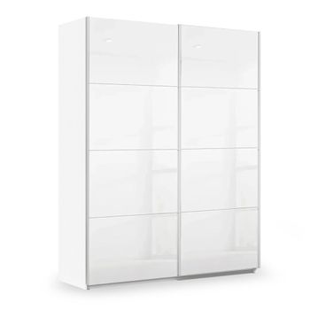 Miramar Type-3 Alpine White and Crystal White Glass 181cm 2 Door Sliding Wardrobe