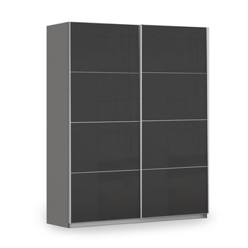 Miramar Type-3 Graphite and Basalt Glass 181cm 2 Door Sliding Wardrobe