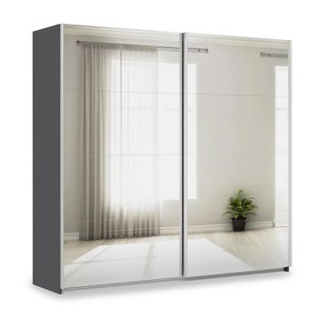 Miramar Type-3 Graphite Fully Mirrored 226cm 2 Door Sliding Wardrobe