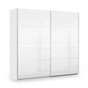 Miramar Type-3 Alpine White and Crystal White Glass 226cm 2 Door Sliding Wardrobe