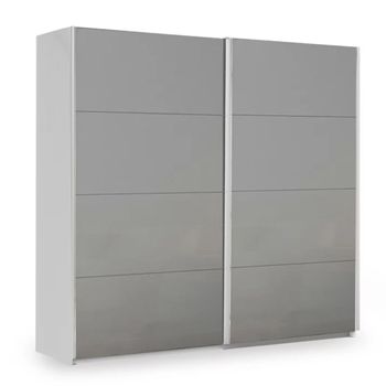 Miramar Type-3 Silk Grey and Silk Grey Glass 226cm 2 Door Sliding Wardrobe