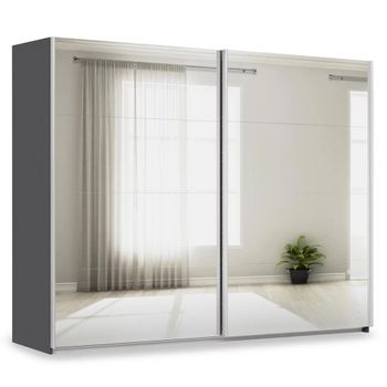 Miramar Type-3 Graphite Fully Mirrored 271cm 2 Door Sliding Wardrobe