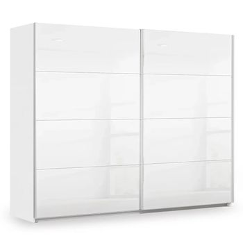 Miramar Type-3 Alpine White and Crystal White Glass 271cm 2 Door Sliding Wardrobe