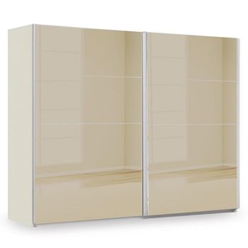 Miramar Type-3 Champagne and Champagne Glass 271cm 2 Door Sliding Wardrobe