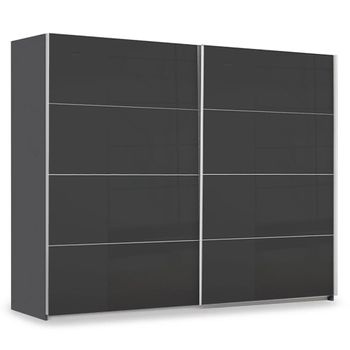 Miramar Type-3 Graphite and Basalt Glass 271cm 2 Door Sliding Wardrobe
